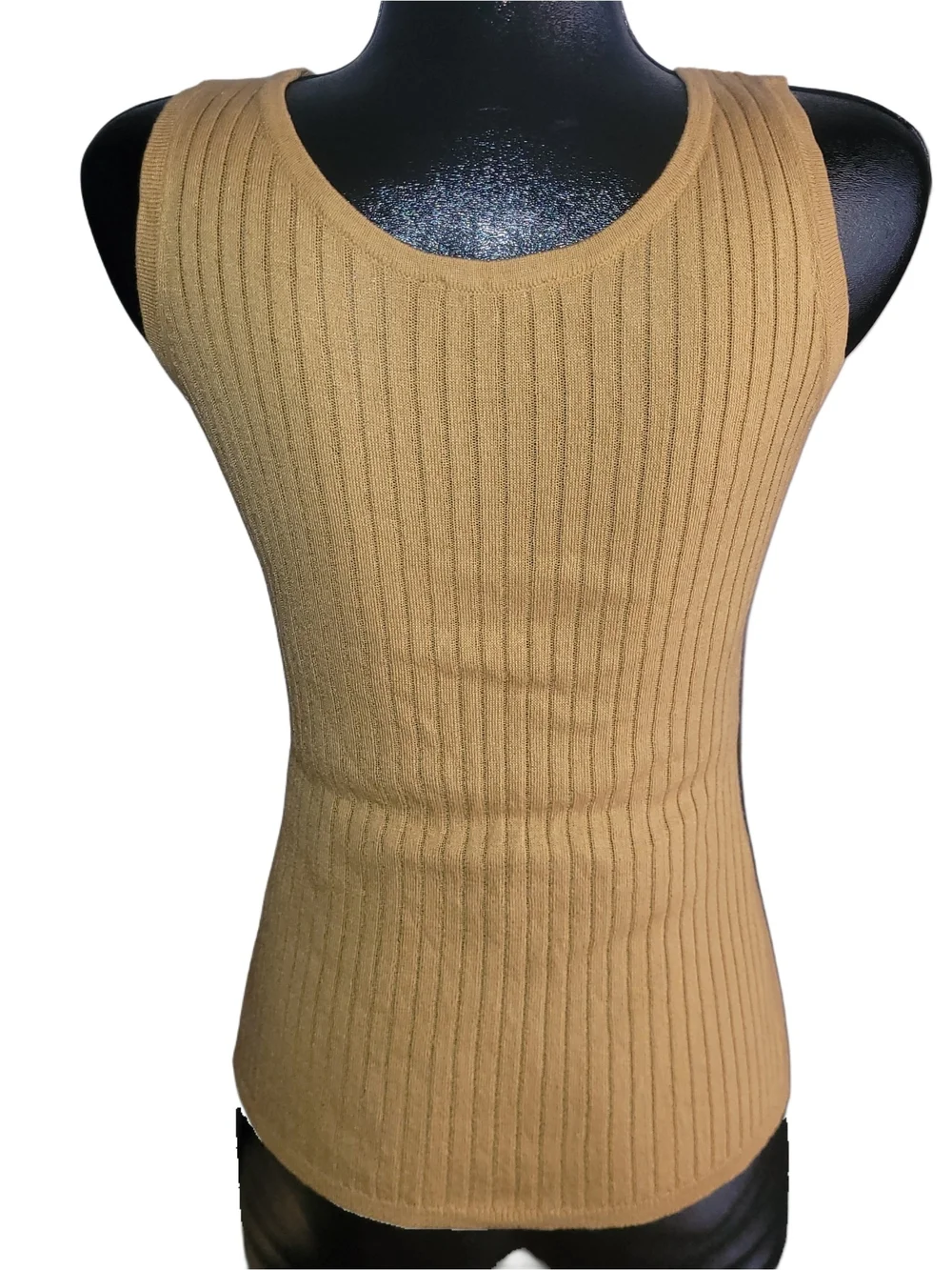 Charlie B Golden Yellow Ribbed Knit Faux Button-Front Tank Top Size S - Picture 4 of 5